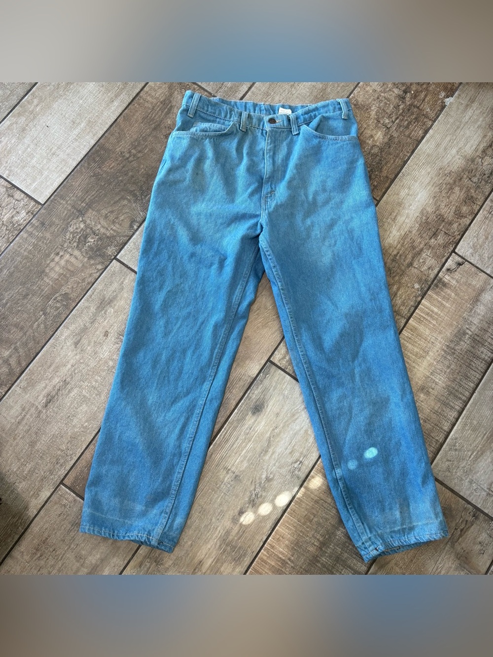 Vintage Levis With a Skosh More Room 34x30 White Tab Label USA Light Wash